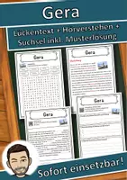 Vorschau - Unterrichtsreihen - Gera Lückentext mit Wortspeicher Hörverstehen und Suchsel - Deckblatt