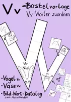 Vorschau - Mal- und Bastelvorlagen - Vv Bastelvorlage Lautzuordnung Buchstabe Vogel Vase - Deckblatt