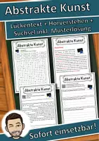 Vorschau - Unterrichtsreihen - Abstrakte Kunst Lückentext mit Wortspeicher Hörverstehen und Suchsel - Deckblatt