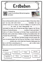 Vorschau - Unterrichtsreihen - Erdbeben Lückentext mit Wortspeicher Hörverstehen und Suchsel - Seite 1