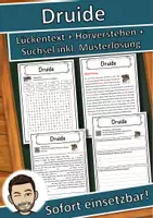 Vorschau - Unterrichtsreihen - Druide Lückentext mit Wortspeicher Hörverstehen und Suchsel - Deckblatt