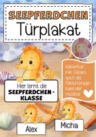 Vorschau - Anderer Materialtyp - Seepferdchenklasse Türplakat Klassentier Seepferdchen - Deckblatt