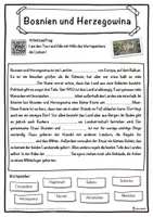 Vorschau - Unterrichtsreihen - Bosnien und Herzegowina Lückentext mit Wortspeicher Hörverstehen und Suchsel - Seite 1