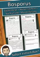 Vorschau - Unterrichtsreihen - Bosporus Lückentext mit Wortspeicher Hörverstehen und Suchsel - Deckblatt