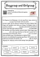 Vorschau - Unterrichtsreihen - Boygroup und Girlgroup Lückentext mit Wortspeicher Hörverstehen und Suchsel - Seite 1