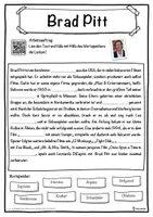 Vorschau - Unterrichtsreihen - Brad Pitt Lückentext mit Wortspeicher Hörverstehen und Suchsel - Seite 1
