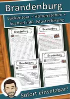 Vorschau - Unterrichtsreihen - Brandenburg Lückentext mit Wortspeicher Hörverstehen und Suchsel - Deckblatt