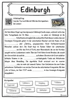 Vorschau - Unterrichtsreihen - Edinburgh Lückentext mit Wortspeicher Hörverstehen und Suchsel - Seite 1