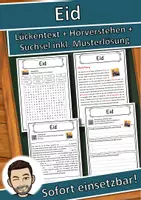 Vorschau - Unterrichtsreihen - Eid Lückentext mit Wortspeicher Hörverstehen und Suchsel - Deckblatt