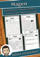 Vorschau - Unterrichtsreihen - Hagen Lückentext mit Wortspeicher Hörverstehen und Suchsel - Deckblatt