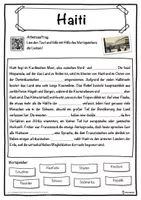 Vorschau - Unterrichtsreihen - Haiti Lückentext mit Wortspeicher Hörverstehen und Suchsel - Seite 1
