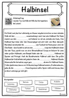 Vorschau - Unterrichtsreihen - Halbinsel Lückentext mit Wortspeicher Hörverstehen und Suchsel - Seite 1