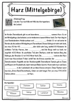 Vorschau - Unterrichtsreihen - Harz (Mittelgebirge) Lückentext mit Wortspeicher Hörverstehen und Suchsel - Seite 1