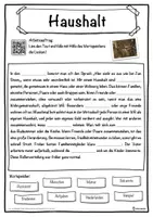 Vorschau - Unterrichtsreihen - Haushalt Lückentext mit Wortspeicher Hörverstehen und Suchsel - Seite 1