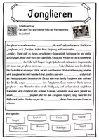 Vorschau - Unterrichtsreihen - Jonglieren Lückentext mit Wortspeicher Hörverstehen und Suchsel - Seite 1