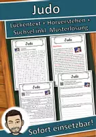 Vorschau - Unterrichtsreihen - Judo Lückentext mit Wortspeicher Hörverstehen und Suchsel - Deckblatt