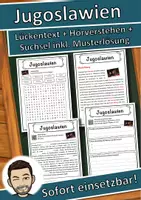 Vorschau - Unterrichtsreihen - Jugoslawien Lückentext mit Wortspeicher Hörverstehen und Suchsel - Deckblatt