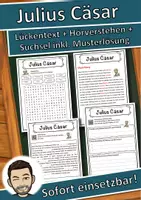 Vorschau - Unterrichtsreihen - Julius Cäsar Lückentext mit Wortspeicher Hörverstehen und Suchsel - Deckblatt