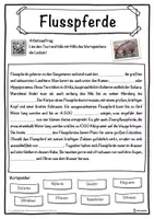 Vorschau - Unterrichtsreihen - Flusspferde Lückentext mit Wortspeicher Hörverstehen und Suchsel - Seite 1