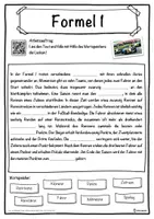 Vorschau - Unterrichtsreihen - Formel 1 Lückentext mit Wortspeicher Hörverstehen und Suchsel - Seite 1