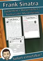 Vorschau - Unterrichtsreihen - Frank Sinatra Lückentext mit Wortspeicher Hörverstehen und Suchsel - Deckblatt