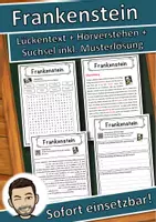 Vorschau - Unterrichtsreihen - Frankenstein Lückentext mit Wortspeicher Hörverstehen und Suchsel - Deckblatt
