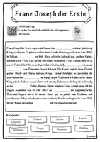 Vorschau - Unterrichtsreihen - Franz Joseph der Erste Lückentext mit Wortspeicher Hörverstehen und Suchsel - Seite 1