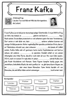 Vorschau - Unterrichtsreihen - Franz Kafka Lückentext mit Wortspeicher Hörverstehen und Suchsel - Seite 1