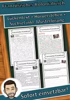 Vorschau - Unterrichtsreihen - Französisches Kolonialreich Lückentext mit Wortspeicher Hörverstehen und Suchsel - Deckblatt