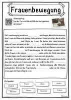 Vorschau - Unterrichtsreihen - Frauenbewegung Lückentext mit Wortspeicher Hörverstehen und Suchsel - Seite 1