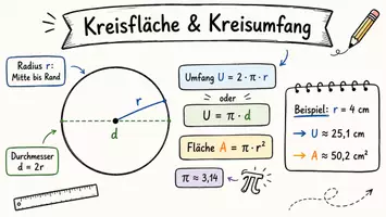 Vorschau - Arbeitsblätter - Arbeitsblätter zum Thema "Wie berechnet man die Kreisfläche und den Kreisumfang?" + Lösung & MP3 + Mindmap + Infografik - Seite 1