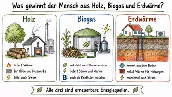 Vorschau - Arbeitsblätter - Lernposter + Arbeitsblätter "Was gewinnt der Mensch aus Holz oder Biogas und Erdwärme?" + Lösung & MP3 + Infografik - Seite 2