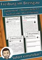 Vorschau - Unterrichtsreihen - Freiburg im Breisgau Lückentext mit Wortspeicher Hörverstehen und Suchsel - Deckblatt