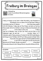 Vorschau - Unterrichtsreihen - Freiburg im Breisgau Lückentext mit Wortspeicher Hörverstehen und Suchsel - Seite 1