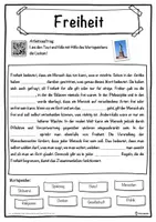 Vorschau - Unterrichtsreihen - Freiheit Lückentext mit Wortspeicher Hörverstehen und Suchsel - Seite 1