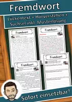 Vorschau - Unterrichtsreihen - Fremdwort Lückentext mit Wortspeicher Hörverstehen und Suchsel - Deckblatt