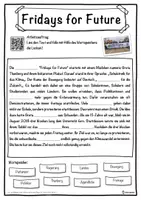 Vorschau - Unterrichtsreihen - Fridays for Future Lückentext mit Wortspeicher Hörverstehen und Suchsel - Seite 1
