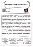 Vorschau - Unterrichtsreihen - Friedensreich Hundertwasser Lückentext mit Wortspeicher Hörverstehen und Suchsel - Seite 1