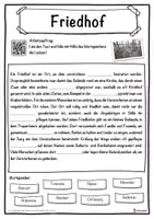 Vorschau - Unterrichtsreihen - Friedhof Lückentext mit Wortspeicher Hörverstehen und Suchsel - Seite 1