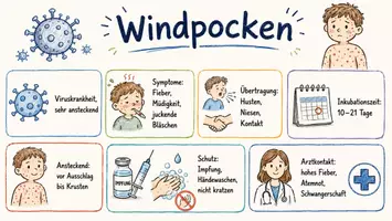 Vorschau - Arbeitsblätter - Arbeitsblätter zum Thema "Windpocken" + Lösung & MP3 + Mindmap + Infografik - Seite 1