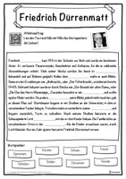 Vorschau - Unterrichtsreihen - Friedrich Dürrenmatt Lückentext mit Wortspeicher Hörverstehen und Suchsel - Seite 1