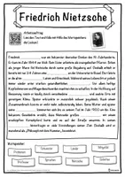 Vorschau - Unterrichtsreihen - Friedrich Nietzsche Lückentext mit Wortspeicher Hörverstehen und Suchsel - Seite 1