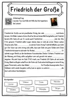 Vorschau - Unterrichtsreihen - Friedrich der Große Lückentext mit Wortspeicher Hörverstehen und Suchsel - Seite 1