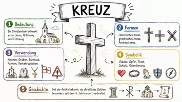 Vorschau - Arbeitsblätter - AB mit Fragen zum Thema "Kreuz" + Lösungsblatt + Infografik - Seite 1