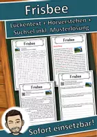 Vorschau - Unterrichtsreihen - Frisbee Lückentext mit Wortspeicher Hörverstehen und Suchsel - Deckblatt