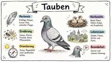 Vorschau - Arbeitsblätter - AB mit Fragen zum Thema "Taube" + Lösungsblatt + Mindmap + Infografik - Seite 1