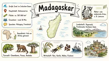 Vorschau - Arbeitsblätter - Arbeitsblätter zum Thema "Die Insel Madagaskar" + Lösung & MP3 + Infografiken - Seite 1