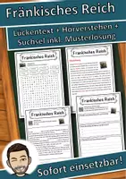 Vorschau - Unterrichtsreihen - Fränkisches Reich Lückentext mit Wortspeicher Hörverstehen und Suchsel - Deckblatt