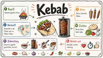 Vorschau - Arbeitsblätter - Arbeitsblätter zum Thema "Kebab" + Lösung & Fragen & MP3 + Mindmap + Infografik - Seite 1