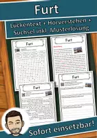 Vorschau - Unterrichtsreihen - Furt Lückentext mit Wortspeicher Hörverstehen und Suchsel - Deckblatt